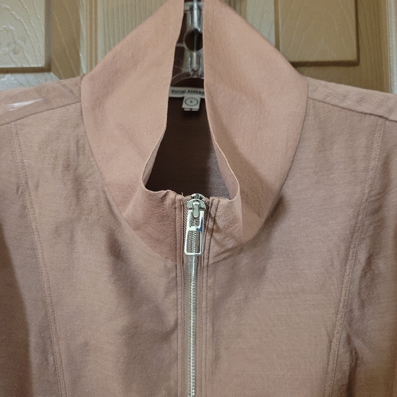 Good American brown cropped 1/2 zip sheer jacket - Picture 3 of 9